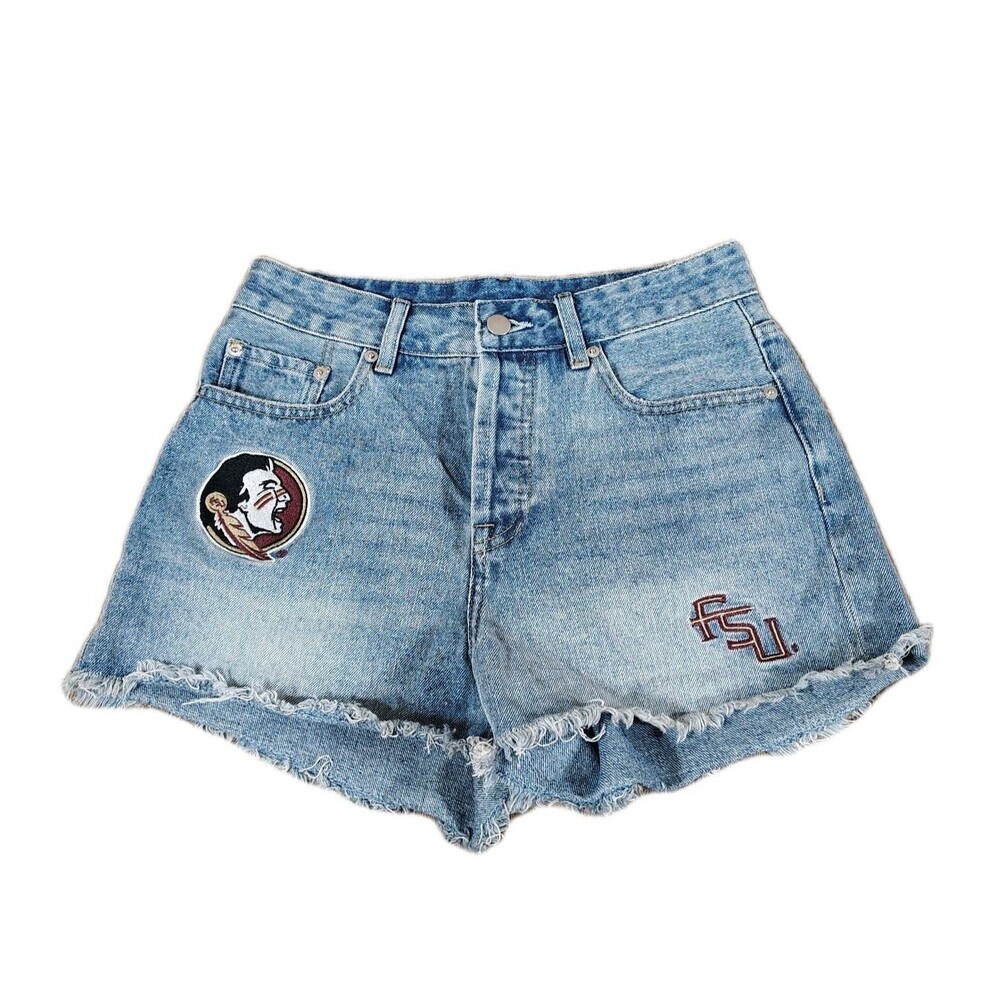 Florida State FSU Seminoles Womens Denim Cut Off Shorts Size S Frayed Game Day - Picture 3 of 12